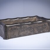 老石雕旧石器仿古怀旧青石竹节鱼盆花盆复古陈设民俗石盆 浮雕 包邮