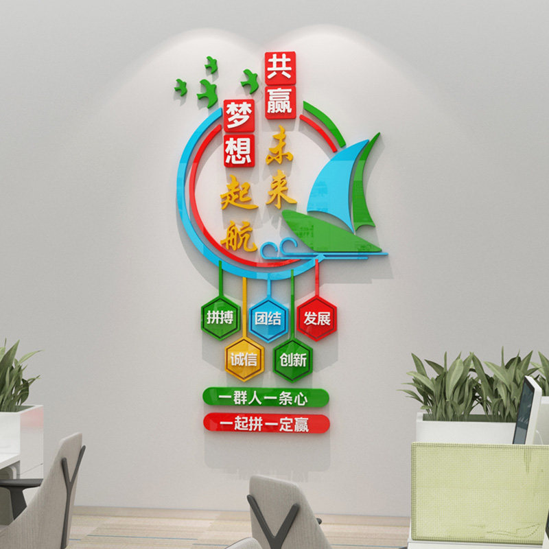 共赢未来公司文化墙布置贴纸员工励志激励墙贴企业办公室墙面装饰,家居饰品,软装墙贴,淘宝优惠券,粉丝福利购,淘宝优惠卷