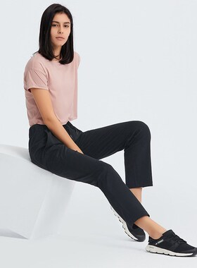 Merriette Spring and Summer Navel Loose Yoga Top Solid Colo