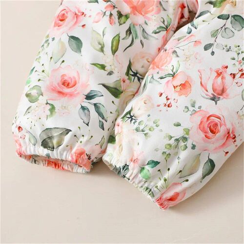 3PCS Baby Girl Clothes Set Long Sleeve Romper Top+Flowers Pa