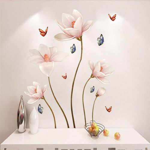 112*70CM PVC Removable 3D Butterfly Flower Colorful Wall Sti