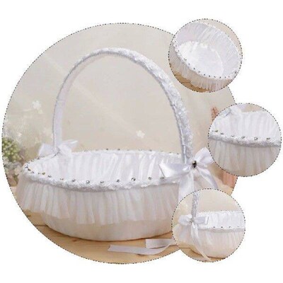 Lace Flower Basket Wicker for Weddings Baskets Girl Celella