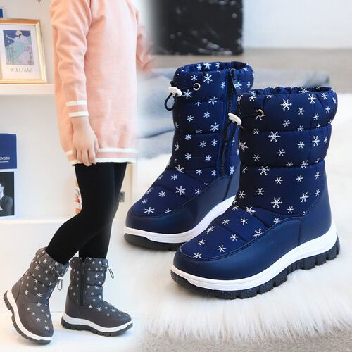 2025 Childrens Snow Boots Snowflake High-top Childrens Cut