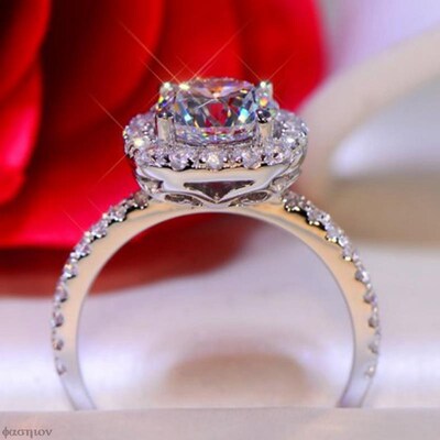 Moissanite Engagement Ring Carat Round Brilliant Diamond Squ