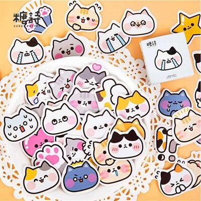 45 Pcs Cute Cat Stickers Vinyl Decals Animals Kitten Sticker