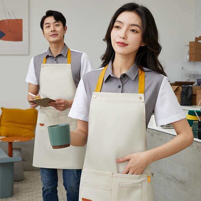 Apron Waterproof Restaurant Waiter Work Clothes Canvas Apron