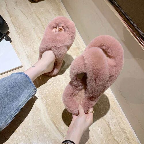 Autumn and Winter Niche Outfit Mao Mao Slippers Womens New