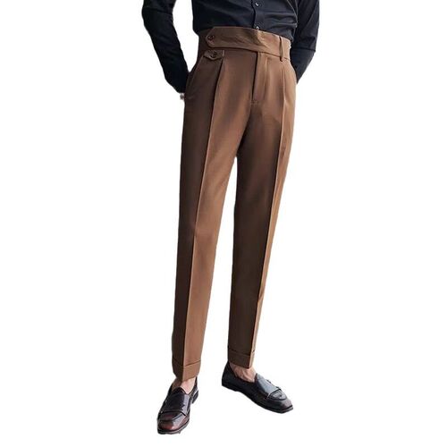 [shopee] Th Mens Slim Fit Small Feet High Waist Business So