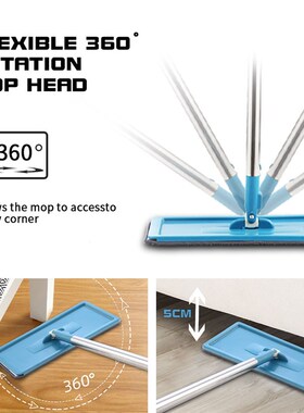 Squeeze Mop With Bucket 360 Rotating Hand Free Washing Flat