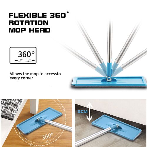 Squeeze Mop With Bucket 360 Rotating Hand Free Washing Flat