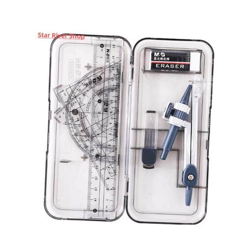8 Pcs/Set Compass Ruler Set Protractor Drawing Triangle Eras