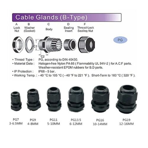 10 Pieces Nylon Cable Gland Kit Waterproof Ip68 Cable Gland