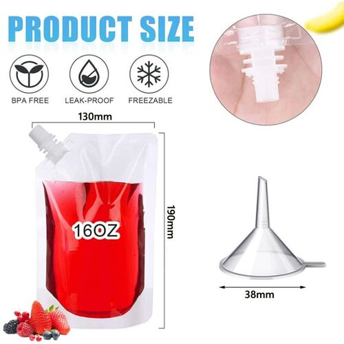 100ml-500ml  Travel Drink Spout Pouches Transparent Plastic