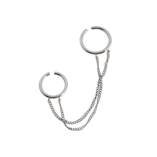 2021 Fashion Punk Chain Double Ring Set Women Hip Hop Open R