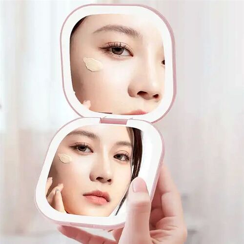 Compact Led Makeup Mirror With Light 1X/3X Magnifying Pocket