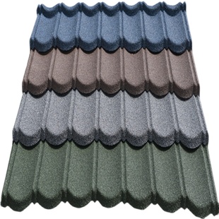 圆弧仿古金属彩石瓦防水镀铝别墅屋面瓦防火屋顶隔热瓦片屋簷装饰