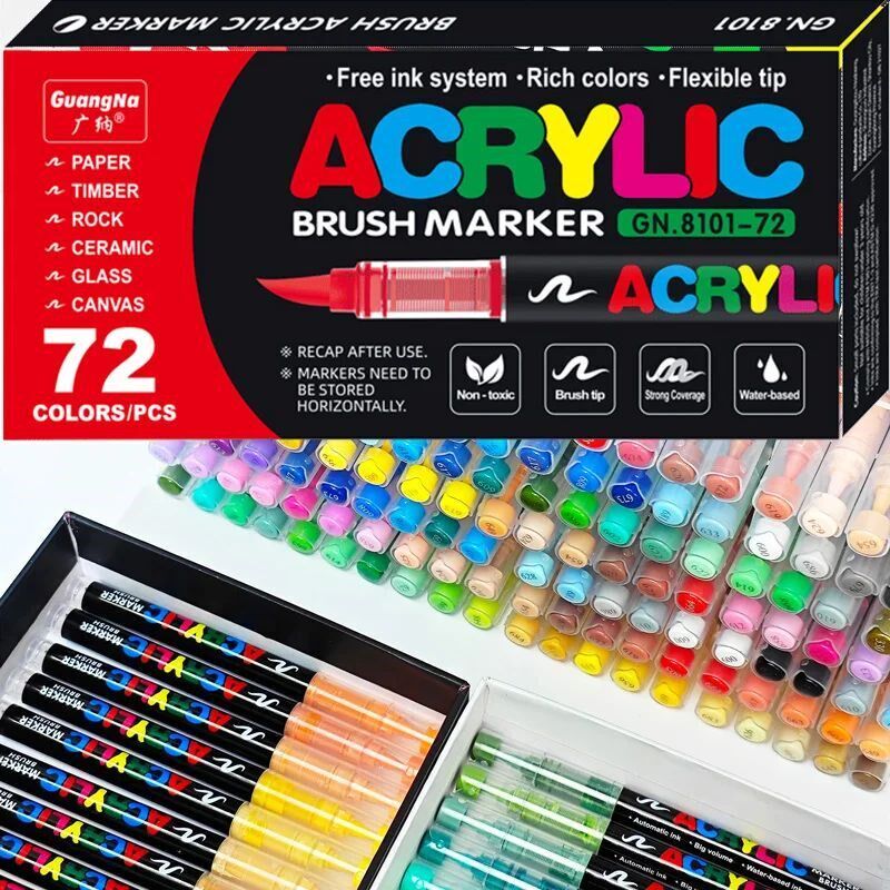 120 Colors Acrylic Paint Pens Markers Brush Tip Paint Marker图片
