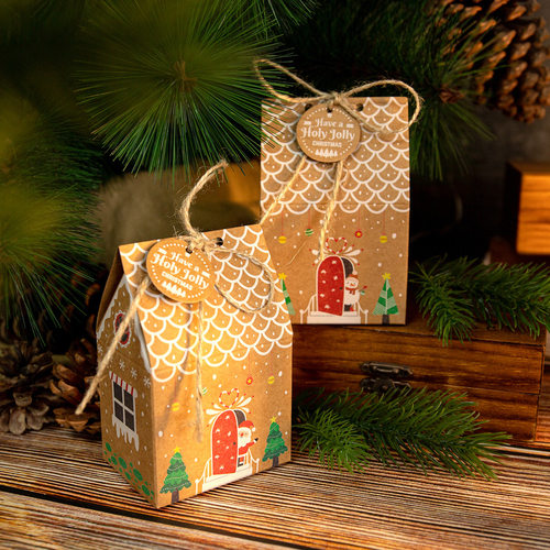 24Pcs Christmas Candy Bags House Shape Christmas Gift Box Co