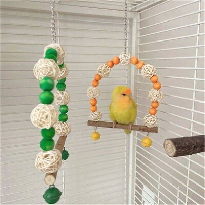 Hammock and Climbing Toy for Birds Climbing Colorful Beads