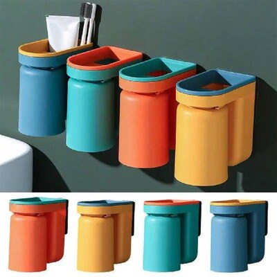 Toothbrush Cup Holder Self Adhesive Mouthwash Cup Rack