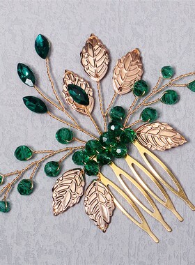 Bride Hairpins Tiaras Rhinestone Green Hair Combs For Women