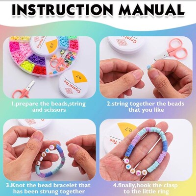 8 Styles Clay Beads Bracelet Making Kit Seed Letter Alphabet