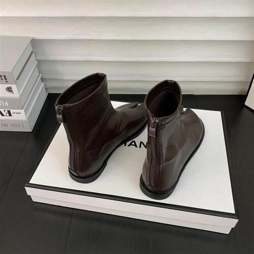 Womens Boots Autumn Shoes Flat Heel Zipper Boots-Women Luxu