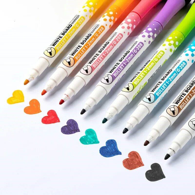 8 Colors Magnetic Dry Erase Markers Fine Tip Magnetic Erasab图片