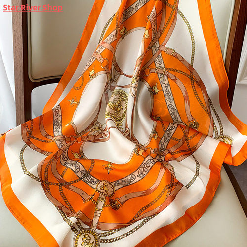 2022 New 70*70cm Silk Satin Hair Scarf Women Handkerchief Pr