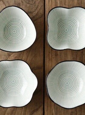 4 small serving bowls with ceramic saucer sauce