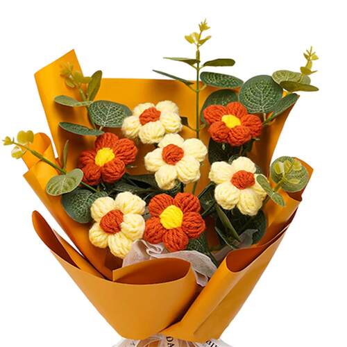 Crochet Flower Bouquet Mother Day Gift Versatile Floral Arra