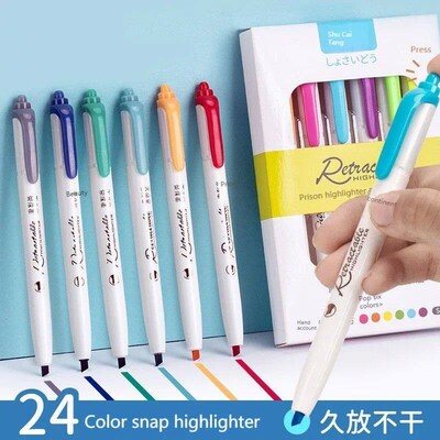 6Colors/set Morandi Retractable Highlighters Fluorescent Pen