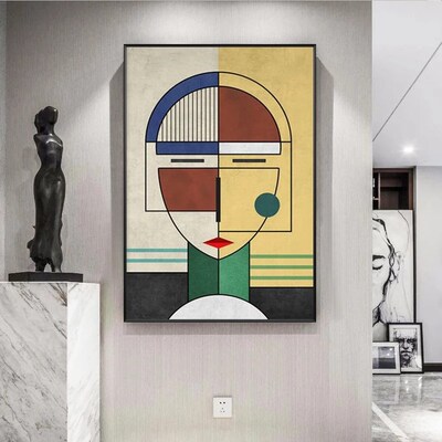 Modern Nordic Abstract Geometric Figure Face Wall Art Pictur
