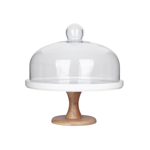 Cake dessert stand display rack snack tray with glass cover