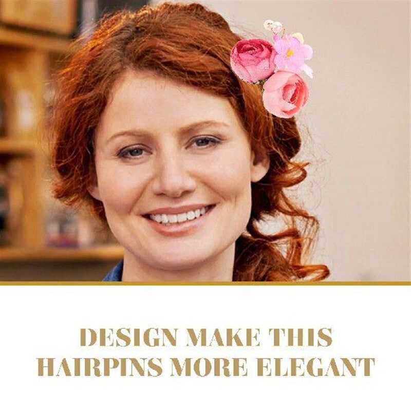 4 Pcs Rose Flower Hairpin Hair Decorations U-shaped Hairpin