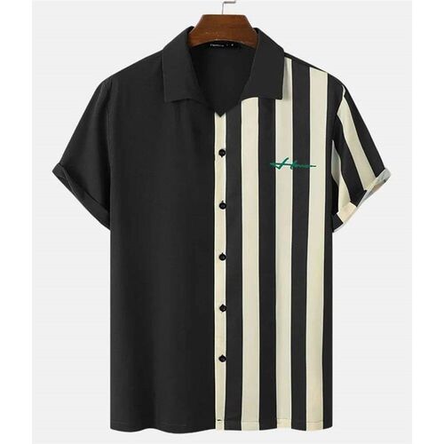 Summer Mens Shirts Striped Short Sleeve ops Color Matching