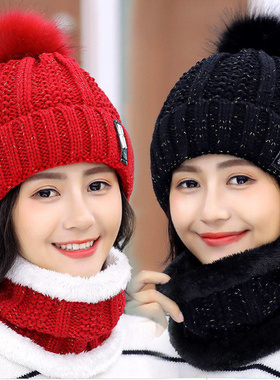 New Warm Women Hat Set Fashion Winter Hats For Woman Fur Lin