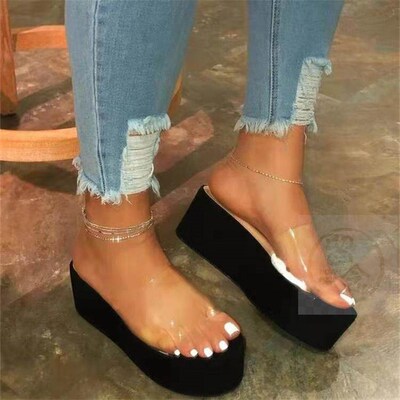 。Summer womens thick soled slippers large flat bottomed he