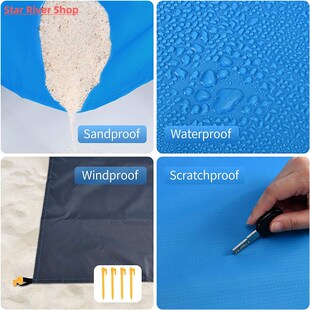 Beach Blanket Folding 2x2.1m Mat Pocket Camping Waterproof