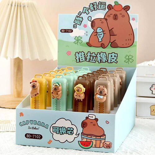 Kawaii Push Pull Capybara Eraser Cute Funny Pencil Rubber Ki
