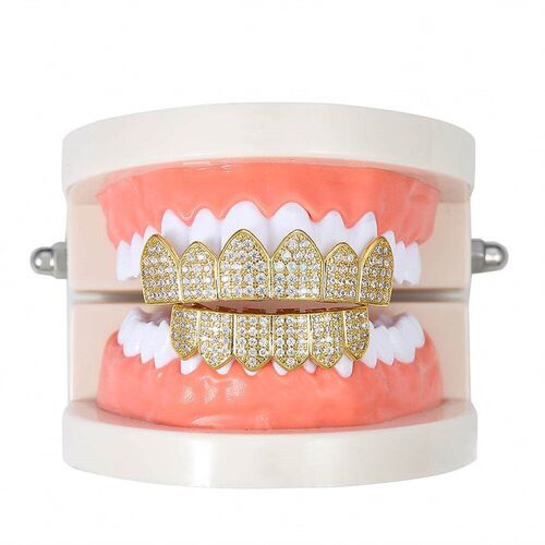 Hip hop dentes grillz gelado para fora micro pave zirc&atild