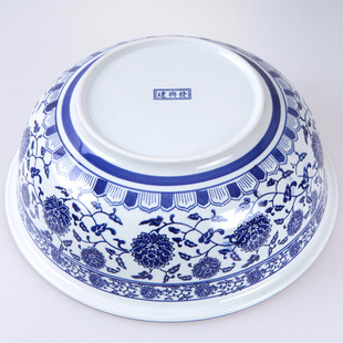 青花瓷加厚陶瓷盆洗菜和面盆大码 水煮鱼碗大碗汤菜碗发面盆揉面盆