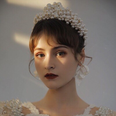 White Pearls Tiaras and Crowns for Bride Wedding Veil Decor