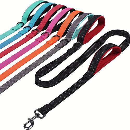 Double Handle Dog Leash, Double-Sided Reflective Night Safet