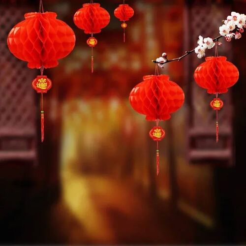10pcs Chinese New Year Decoration Red Lantern Newyear Dragon