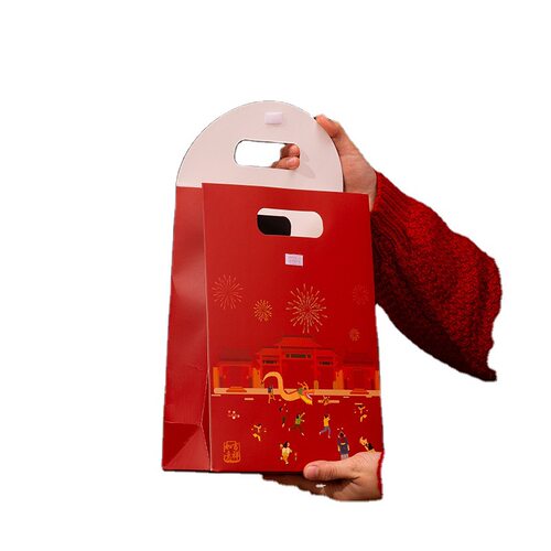 Chinese Red Lucky Flap Handheld Packaging Gift Bag