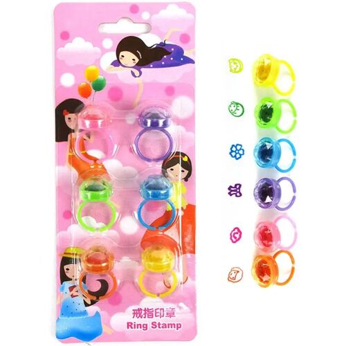 6pcs Self Inking Sealing Girl Favors Diamond Rings Ink Pad C