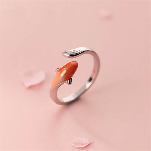 Vintage Cute Carp Fish Dolphin Opening Rings Chinese Feng Sh