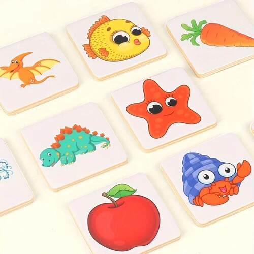 Wooden Montessor Fnd Shape Toys nmal Frut Shadow Parng Shape
