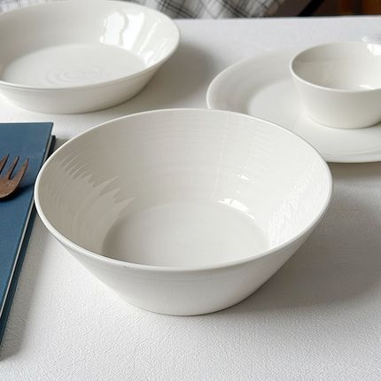 半颗橘子HO 透白质感线圈纹不规则大碗超大平盘牛排盘带深度汤盘